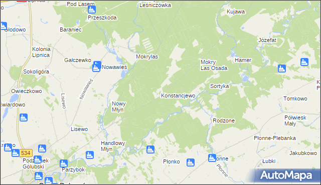 mapa Konstancjewo, Konstancjewo na mapie Targeo