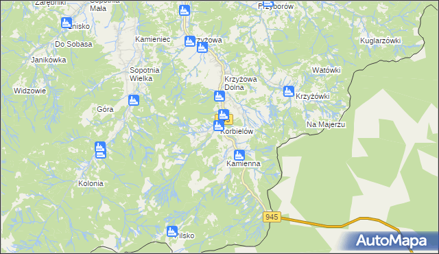 mapa Korbielów, Korbielów na mapie Targeo