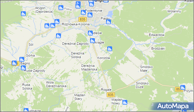 mapa Korczów, Korczów na mapie Targeo