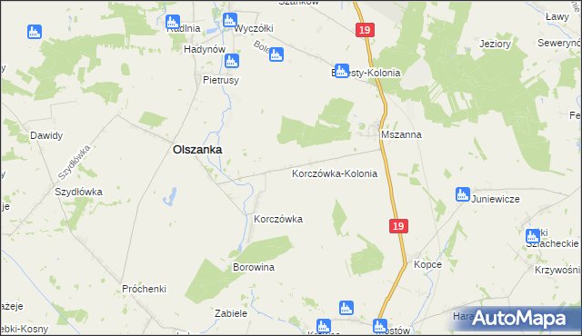 mapa Korczówka-Kolonia, Korczówka-Kolonia na mapie Targeo