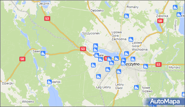 mapa Korpele, Korpele na mapie Targeo