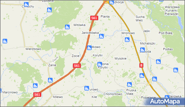 mapa Korytki gmina Raczki, Korytki gmina Raczki na mapie Targeo