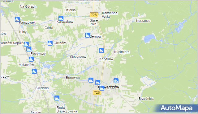 mapa Korytków gmina Gowarczów, Korytków gmina Gowarczów na mapie Targeo