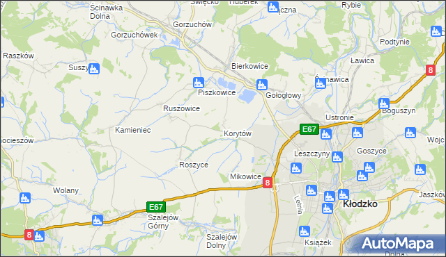 mapa Korytów gmina Kłodzko, Korytów gmina Kłodzko na mapie Targeo