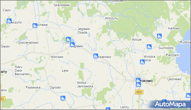 mapa Kosakowo gmina Srokowo, Kosakowo gmina Srokowo na mapie Targeo