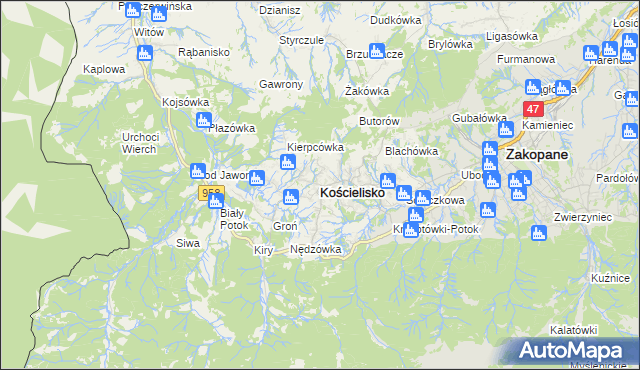 mapa Kościelisko, Kościelisko na mapie Targeo