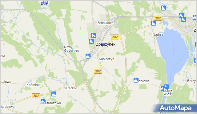 mapa Kosieczyn, Kosieczyn na mapie Targeo