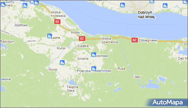 mapa Kosinowo gmina Włocławek, Kosinowo gmina Włocławek na mapie Targeo