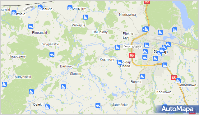 mapa Kośmidry gmina Gołdap, Kośmidry gmina Gołdap na mapie Targeo