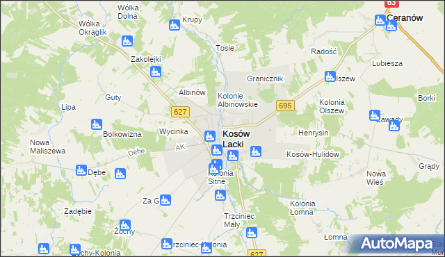 mapa Kosów Lacki, Kosów Lacki na mapie Targeo
