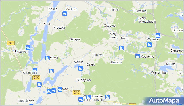 mapa Kosowo gmina Cekcyn, Kosowo gmina Cekcyn na mapie Targeo