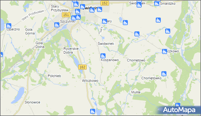 mapa Koszanowo gmina Brzeżno, Koszanowo gmina Brzeżno na mapie Targeo
