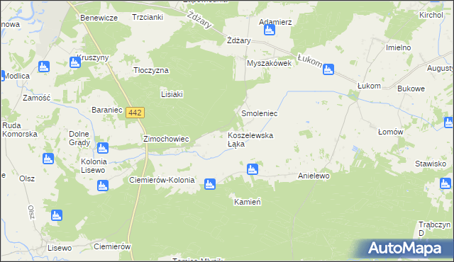 mapa Koszelewska Łąka, Koszelewska Łąka na mapie Targeo