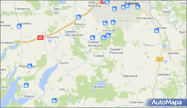 mapa Koteże, Koteże na mapie Targeo
