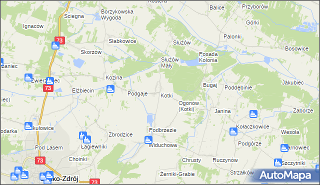 mapa Kotki gmina Busko-Zdrój, Kotki gmina Busko-Zdrój na mapie Targeo