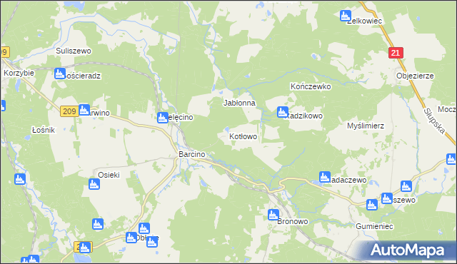 mapa Kotłowo gmina Kępice, Kotłowo gmina Kępice na mapie Targeo