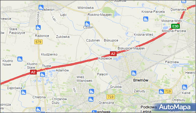 mapa Kotowice gmina Brwinów, Kotowice gmina Brwinów na mapie Targeo