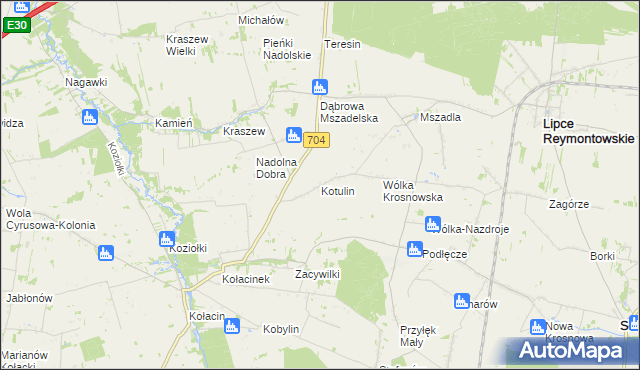 mapa Kotulin gmina Rogów, Kotulin gmina Rogów na mapie Targeo