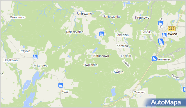 mapa Kotuszewo, Kotuszewo na mapie Targeo