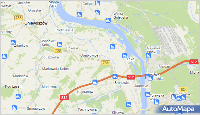mapa Kowala gmina Puławy, Kowala gmina Puławy na mapie Targeo