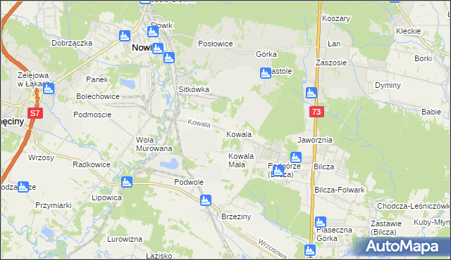mapa Kowala gmina Sitkówka-Nowiny, Kowala gmina Sitkówka-Nowiny na mapie Targeo