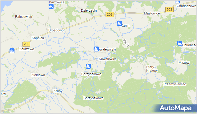 mapa Kowalewice gmina Darłowo, Kowalewice gmina Darłowo na mapie Targeo