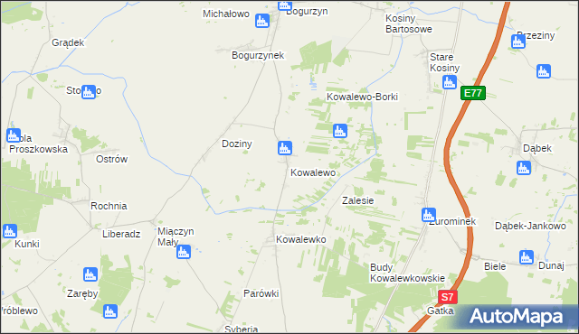 mapa Kowalewo gmina Wiśniewo, Kowalewo gmina Wiśniewo na mapie Targeo