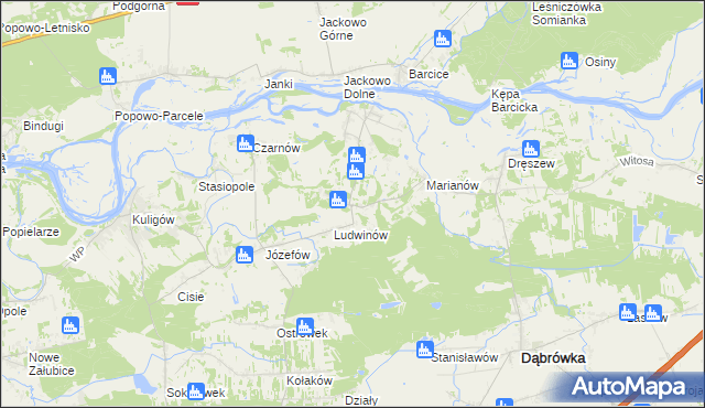 mapa Kowalicha gmina Dąbrówka, Kowalicha gmina Dąbrówka na mapie Targeo