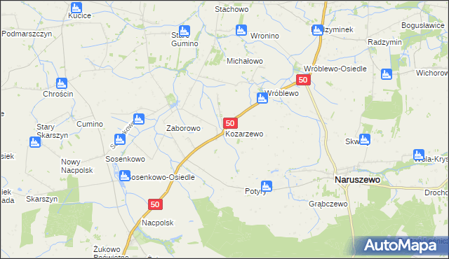 mapa Kozarzewo, Kozarzewo na mapie Targeo