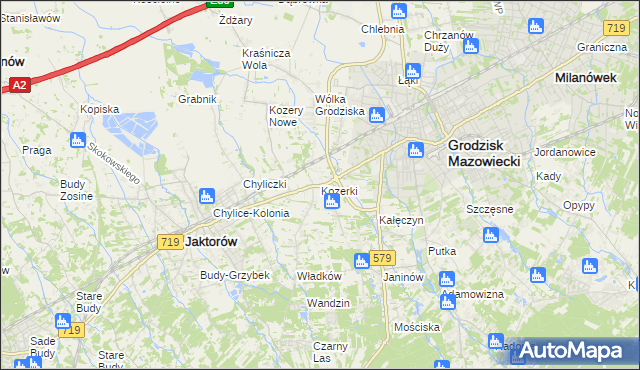 mapa Kozerki, Kozerki na mapie Targeo