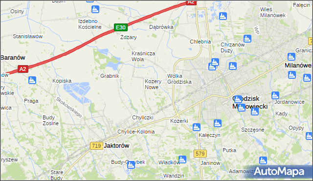 mapa Kozery, Kozery na mapie Targeo
