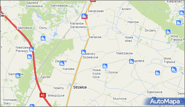 mapa Kozia Góra gmina Strzelce, Kozia Góra gmina Strzelce na mapie Targeo