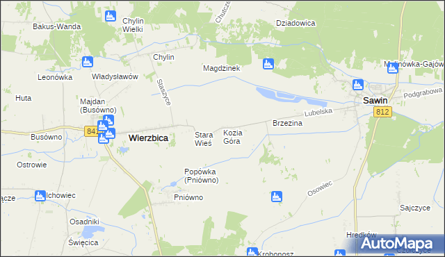 mapa Kozia Góra gmina Wierzbica, Kozia Góra gmina Wierzbica na mapie Targeo