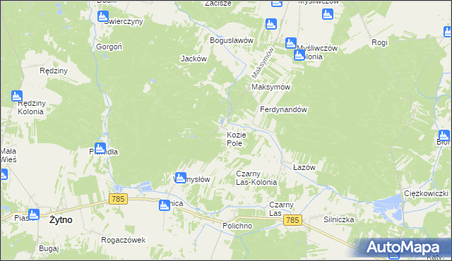 mapa Kozie Pole, Kozie Pole na mapie Targeo