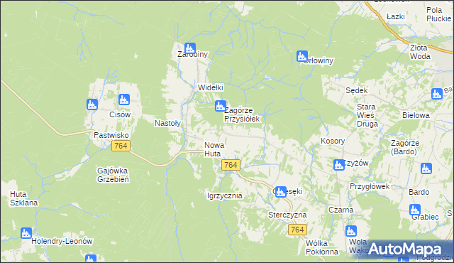 mapa Koziel gmina Raków, Koziel gmina Raków na mapie Targeo