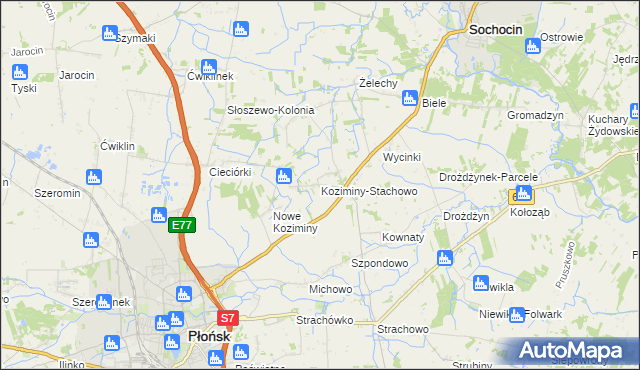 mapa Koziminy-Stachowo, Koziminy-Stachowo na mapie Targeo