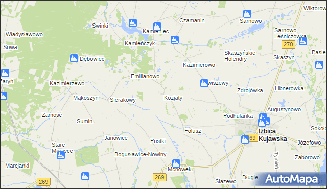 mapa Kozjaty, Kozjaty na mapie Targeo