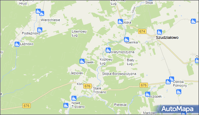 mapa Kozłowy Ług, Kozłowy Ług na mapie Targeo