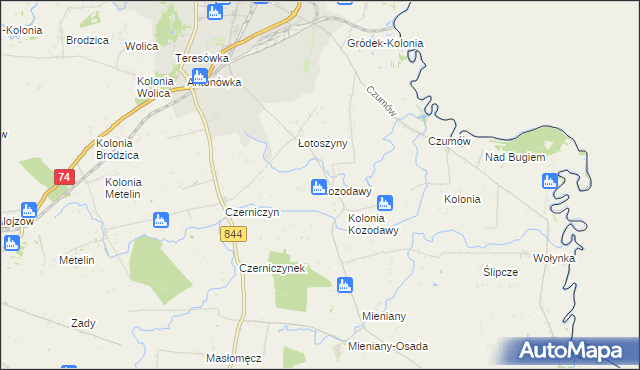 mapa Kozodawy, Kozodawy na mapie Targeo