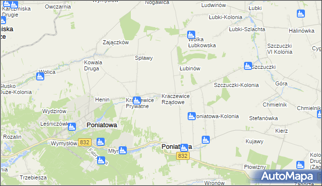 mapa Kraczewice Rządowe, Kraczewice Rządowe na mapie Targeo