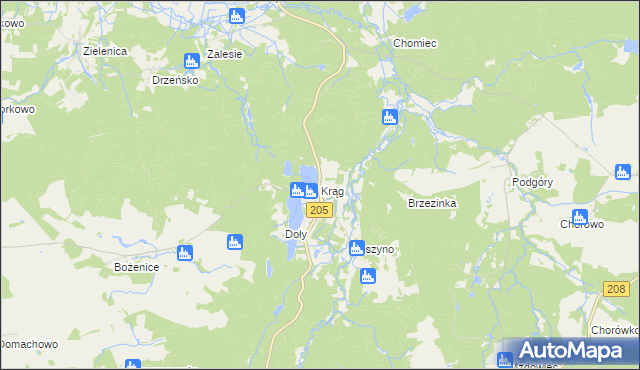 mapa Krąg gmina Polanów, Krąg gmina Polanów na mapie Targeo