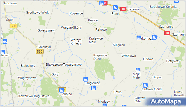 mapa Krajewice Duże, Krajewice Duże na mapie Targeo