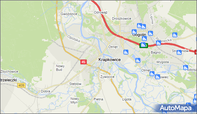 mapa Krapkowice, Krapkowice na mapie Targeo