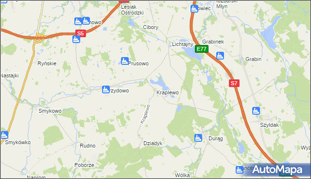 mapa Kraplewo, Kraplewo na mapie Targeo