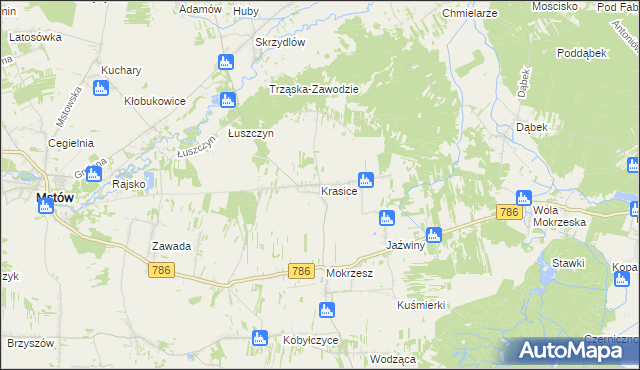 mapa Krasice gmina Mstów, Krasice gmina Mstów na mapie Targeo
