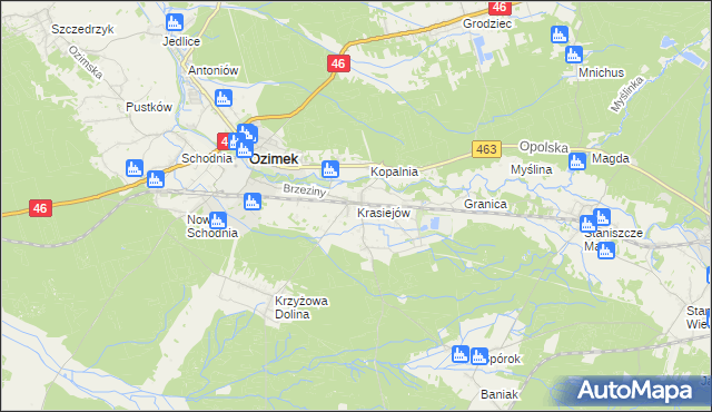 mapa Krasiejów, Krasiejów na mapie Targeo
