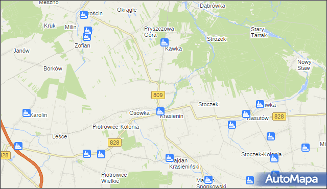 mapa Krasienin-Kolonia, Krasienin-Kolonia na mapie Targeo