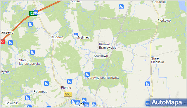 mapa Kraskowo gmina Młynary, Kraskowo gmina Młynary na mapie Targeo