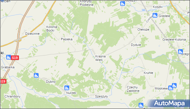 mapa Krasna Wieś, Krasna Wieś na mapie Targeo
