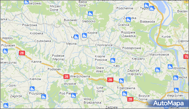 mapa Krasne Potockie, Krasne Potockie na mapie Targeo